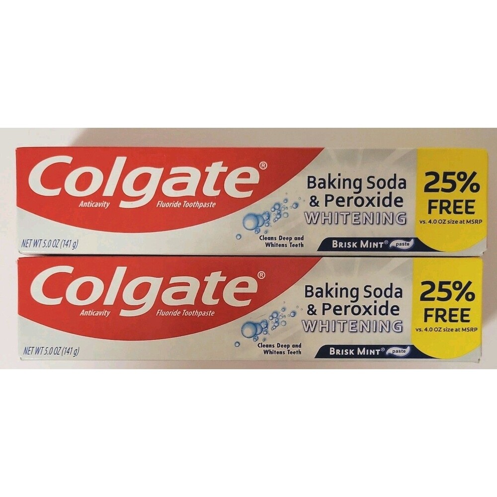 SET OF 2 Colgate Baking Soda & Peroxide Whitening Brisk Mint Paste 5.0oz